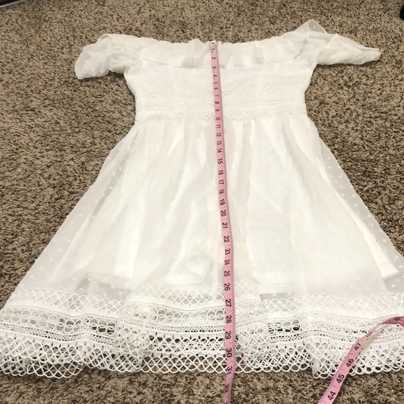 Francesca’s Collection Mini OTS Dress Size XS White Swiss Polka Dot Ruffle - Picture 7 of 7